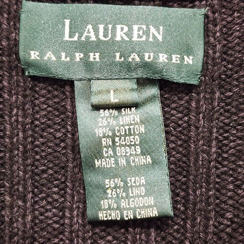 Ralph Lauren Women’s Silk Blend Leather Tie Neck Pullover Sweater Large - Picture 6 of 10